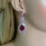 EVER FAITH Flawless Zircon Birthstone Dual Leaves Rings Teardrop Wedding Dangle Earrings Silver-Tone