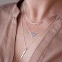 FXmimior Women Multilayer Pendant Triple Chain Necklace Long Silver Accessories (1)