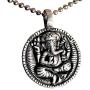Hindu Jewelry Ganesha Ganapati Vinayaka Chaturthi Hinduism God Pewter Unisex Mens Pendant Necklace Protection Amulet Wealth Money Good Luck Lucky Charm Longevity Prosperity Talisman Silver Ball Chain
