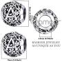 BAMOER 925 Sterling Silver Letter Retro Charms Openwork Alphabet Round Beads Fit Pandora Bracelet
