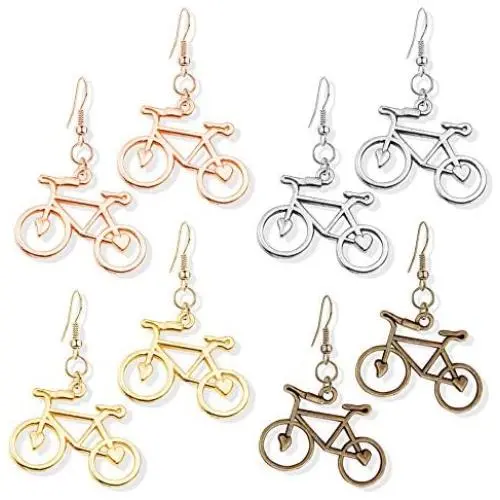 DAMLENG 4 Pairs Unique Handmade Lightweight Vintage Silver Gold Bicycle Dangle Drop Hook Earrings Sets for Women Girls Statement Jewelry Gifts DAMLENG 4 Pairs Unique Handmade Lightweight Vintage Silver Gold Bicycle Dangle Drop Hook Earrings Sets for Women Girls Statement Jewelry Gifts