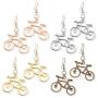 DAMLENG 4 Pairs Unique Handmade Lightweight Vintage Silver Gold Bicycle Dangle Drop Hook Earrings Sets for Women Girls Statement Jewelry Gifts
