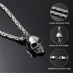 WESTMIAJW Mens Stainless Steel Silver Large Heavy Skull Pendant Necklace Chain Bracelet Set Gothic Punk Biker Jewelry 55/60/70cm