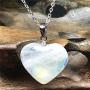 Heart Moonstone Pendant Necklace, Natural Moonstone Jewelry For Woman Lady Blue Light Crystal 15x6mm Beads 925 Silver Chains AAAAA