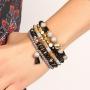 RIAH FASHION Bohemian Mix Bead Multi Layer Versatile Statement Bracelets - Stackable Beaded Strand Stretch Bangles Sparkly Crystal, Tassel Charm