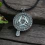 1pcs Norse Talisman Viking Raven Pendant Black Bird Celt Crow Necklace Men Pendant Jewelry,Ancient Red Copper,55cm
