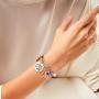 M MOOHAM Butterfly Charm Bracelets for Women, She Flies with Brave Wings Rose Gold Stainless Steel Bangle Bracelet 26 Letters Initial Charm Butterfly Bracelets for Women Teen Girls Jewelry Gifts