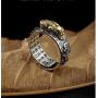 JAJAFOOK 990 Silver Stereoscopic FENG Shui PIXIU MANI Amulet Lucky Wealth Buddhist Jewelry Adjustable Ring