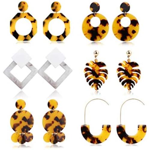 ORAZIO Acrylic Earrings for Women Drop Dangle Resin Earrings Set