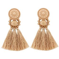 boderier Bohemian Statement Thread Tassel Chandelier Drop Dangle Earrings with Cassandra Button Stud