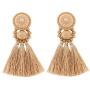 boderier Bohemian Statement Thread Tassel Chandelier Drop Dangle Earrings with Cassandra Button Stud