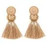 boderier Bohemian Statement Thread Tassel Chandelier Drop Dangle Earrings with Cassandra Button Stud