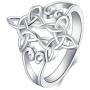 BORUO 925 Sterling Silver Ring Celtic Knot Heart Cross High Polish Tarnish Resistant Eternity Wedding Band Stackable Ring