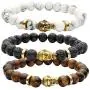 Jovivi 8MM Unisex Black Lava/Tiger Eye/Lapis/Turquoise Energy Stone Mala Beads Stretch Bracelets Jovivi 8MM Unisex Black Lava/Tiger Eye/Lapis/Turquoise Energy Stone Mala Beads Stretch Bracelets