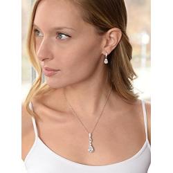 Mariell Platinum Plated Pear-Shaped CZ Bridal, Bridesmaids or Prom Necklace and Earring Set