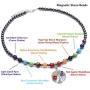 Top Plaza 7 Chakra Reiki Healing Crystals Gemstone Black Metal Hematite Magnetic Beads Therapy Necklace Bracelet with Tree of Life Pendant