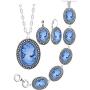 Lady Queen Cameo Jewelry Sets Vintage Look Necklace Earrings Bracelet Antique Silver Plated Fashion Jewelry