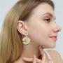 Boho Flower Stud Earrings for Women Girls Flower Shaped Daisy Earrings with Gold Bud Double Metal Flower Dangle Drop Post Earrings 4 pcs