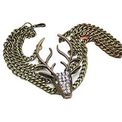 COOLLA Vintage Style Antique Bronze Deer Antler Pendant Women Jewelry Bangle Chain Cuff Bracelet SL2270