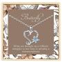 LOVEON Sterling Silver Butterfly Necklace Heart Pendant with Cubic Zirconia Butterfly Jewelry Gifts for Women Girls Girlfriend, 18 Inches