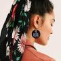 FUTTMI 16 Pairs African Map Women Earrings Round Natural Wooden Painted Earrings Ethnic Style Dangle Earring Set for Women Girls