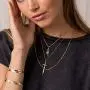 Mevecco Gold Dainty Sword Pendant Necklace for Women 18K Gold Filled Turquoise Shining Cubic Zriconia Vintage Awl Cross Necklace Delicate Faith Necklace Personalized Jewelry