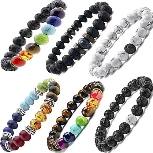Black Lava Stone 7 Chakra Bracelets 6pcs mix 8mm Yinyang Rock Bead Elastic Natural Stones Gemstones Oil Diffuser Yoga Menditation Beads Bracelets for Men Women Girls Jewelry (6pcs Lava Stone Bracelet) Black Lava Stone 7 Chakra Bracelets 6pcs mix 8mm Yinyang Rock Bead Elastic Natural Stones Gemstones Oil Diffuser Yoga Menditation Beads Bracelets for Men Women Girls Jewelry (6pcs Lava Stone Bracelet)