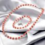 LZMEI 4mm Faux Crystal Glass Imitation Pearls Necklace Bracelet Earring Jewelry 3 Sets for Women Girls