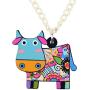 NEWEI Acrylic Sweet Cow Dairy Cattle Necklace Chain Charm Pendants Collar Charm Farm Animal Jewelry for Women Girl Gift