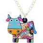 NEWEI Acrylic Sweet Cow Dairy Cattle Necklace Chain Charm Pendants Collar Charm Farm Animal Jewelry for Women Girl Gift