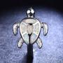 Health and Longevity Sea Turtle Jewelry Rings Created White Opal Sea Turtle Birthstone Sterling Silver Ring