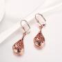 Mothers Day Gifts Filigree Teardrop Leverback Dangle Earrings for Women Rose Gold Plated Jewelry Hypoallergenic Earrings