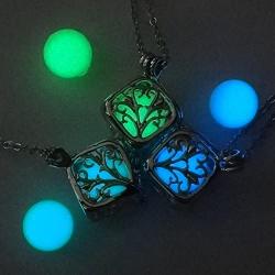 JANEZ Jewelry Necklace Tree of Life Dark Luminous Silver Color Glowing in Dark Pendant Necklace Collar Best Friend Jewelry for Women