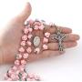 YWLI Rosary Beads Catholic - 6 Color, Confirmation Gifts for Teenage Girl, Polymer Clay Rose Necklace Jewelry, Silver Alloy Cross Necklace for Women, Gifts for Women