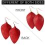 Genuine Leather Earrings Lightweight Teardrop Earrings - Handmade Leaf Dangle Antique Looking Petal Summer Earrings Set for Women Girls, 9 Pairs Random Color