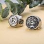 Hanpabum 2Pcs Stainless Steel Rings for Men Celtic Knot Signet & Tree of Life Rings Set Size 7-13