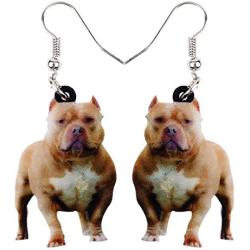 WEVENI Acrylic Cute English Bulldog Dog Earrings Dangle Pet Puppy Jewelry For Women Girls Novelty Gifts