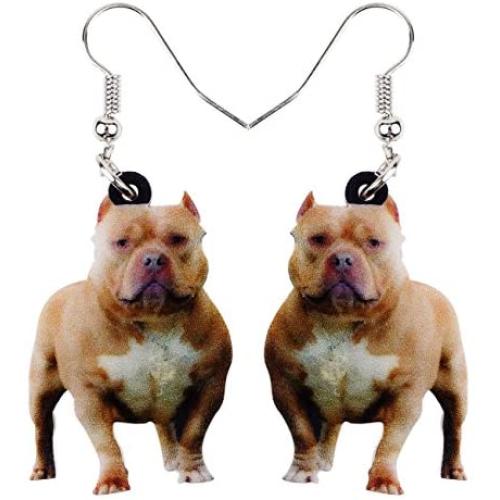 WEVENI Acrylic Cute English Bulldog Dog Earrings Dangle Pet Puppy Jewelry For Women Girls Novelty Gifts