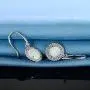 GEMSME White Gold Plated Teardrop Opal Dangle Earrings For Women