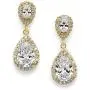 Mariell Gold Zirconia Crystal Tear Drop Wedding Earrings for Women, Jewelry for Bride, Prom, Bridesmaid