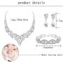 Subiceto Bridal Necklace Wedding Jewelry for Bride Crystal Tennis Link Bracelet Teardrop Dangle Earrings Jewelry Set for Women Fashion Bridesmaid Wedding Jewelry Gifts