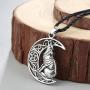 Flzaitian Wolf Jewelry Wolf and Crescent Moon Necklace for Men for Women