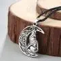 Flzaitian Wolf Jewelry Wolf and Crescent Moon Necklace for Men for Women