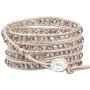 KELITCH Fashion Gray Crystal Beaded 5 Wrap Bracelet On Leather Strand Bracelets Jewelry