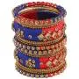 Efulgenz Fashion Jewelry Indian Bollywood Gold Plated Crystal Beaded Multicolor Silk Thread Tassel Bracelet Bangle Set