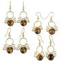 Nupuyai Round Stone Bead Dangle Earrings Healing Crystal Hook Earrings Wire Wrapped Handmade Jewelry for Women