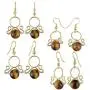 Nupuyai Round Stone Bead Dangle Earrings Healing Crystal Hook Earrings Wire Wrapped Handmade Jewelry for Women