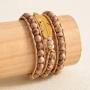 MOFRGO Feather Boho Wrap Bracelets for Women Men Bohemian Handmade Wooden Beads Bangle Jewelry