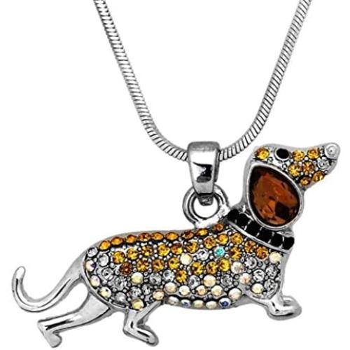 DianaL Boutique Cute Wiener Sausage Dachshund Dog Pendant Necklace 18 inches Chain