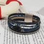 FANCY SHINY Leather Wrap Bracelet Boho Cuff Bracelets Crystal Bead Bracelet with Magnetic Clasp Jewelry Gifts for Women Teen Girls